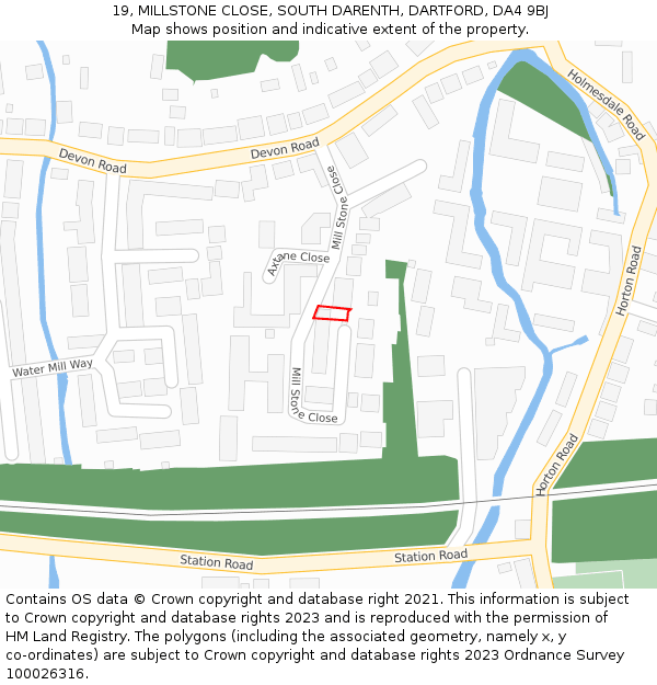 19, MILLSTONE CLOSE, SOUTH DARENTH, DARTFORD, DA4 9BJ: Location map and indicative extent of plot
