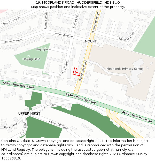 19, MOORLANDS ROAD, HUDDERSFIELD, HD3 3UQ: Location map and indicative extent of plot