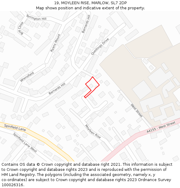 19, MOYLEEN RISE, MARLOW, SL7 2DP: Location map and indicative extent of plot