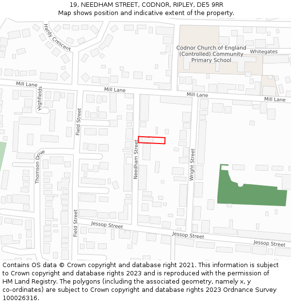 19, NEEDHAM STREET, CODNOR, RIPLEY, DE5 9RR: Location map and indicative extent of plot