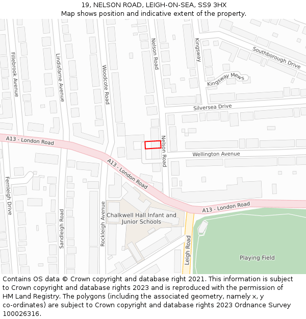 19, NELSON ROAD, LEIGH-ON-SEA, SS9 3HX: Location map and indicative extent of plot