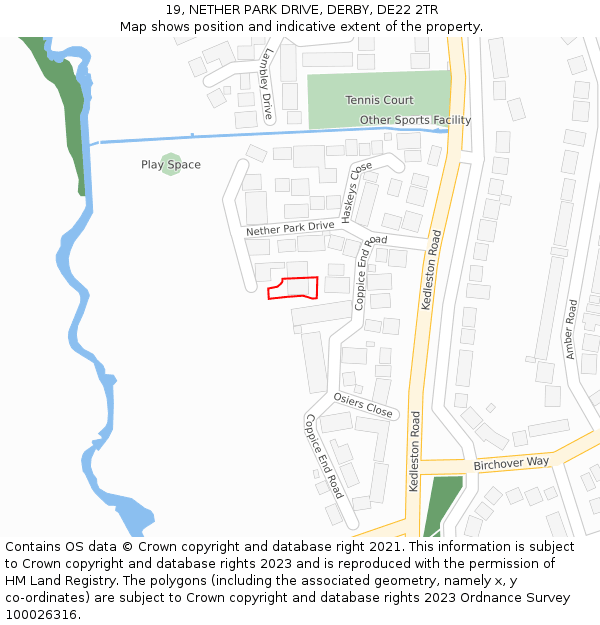19, NETHER PARK DRIVE, DERBY, DE22 2TR: Location map and indicative extent of plot