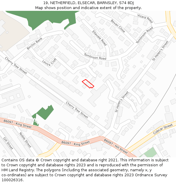 19, NETHERFIELD, ELSECAR, BARNSLEY, S74 8DJ: Location map and indicative extent of plot