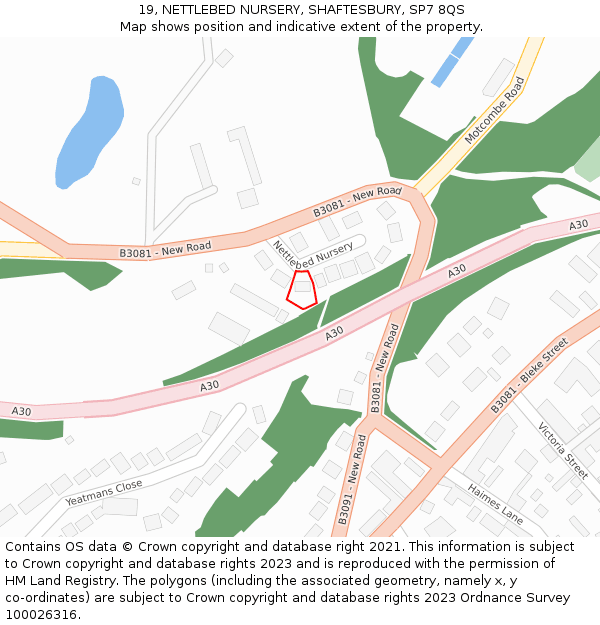 19, NETTLEBED NURSERY, SHAFTESBURY, SP7 8QS: Location map and indicative extent of plot