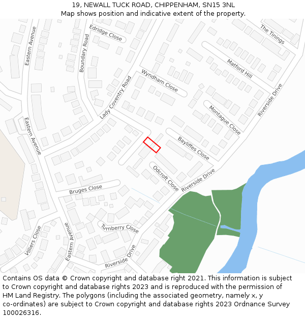 19, NEWALL TUCK ROAD, CHIPPENHAM, SN15 3NL: Location map and indicative extent of plot