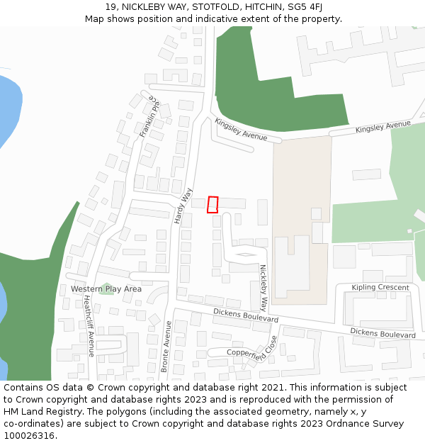 19, NICKLEBY WAY, STOTFOLD, HITCHIN, SG5 4FJ: Location map and indicative extent of plot