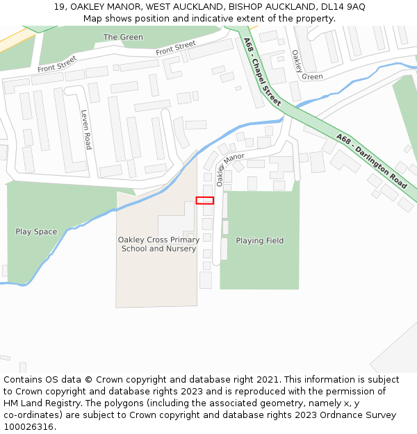 19, OAKLEY MANOR, WEST AUCKLAND, BISHOP AUCKLAND, DL14 9AQ: Location map and indicative extent of plot