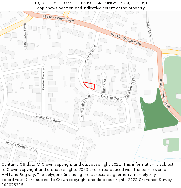 19, OLD HALL DRIVE, DERSINGHAM, KING'S LYNN, PE31 6JT: Location map and indicative extent of plot