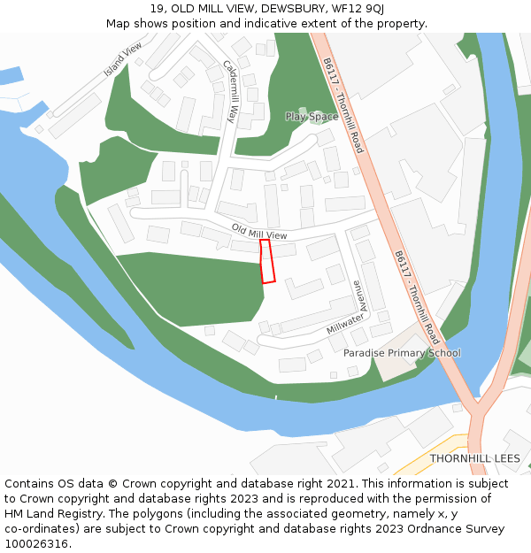 19, OLD MILL VIEW, DEWSBURY, WF12 9QJ: Location map and indicative extent of plot