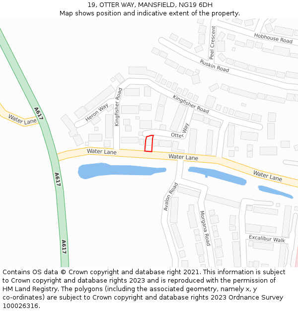 19, OTTER WAY, MANSFIELD, NG19 6DH: Location map and indicative extent of plot