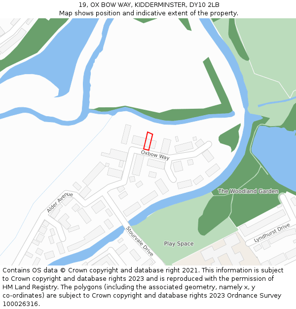 19, OX BOW WAY, KIDDERMINSTER, DY10 2LB: Location map and indicative extent of plot