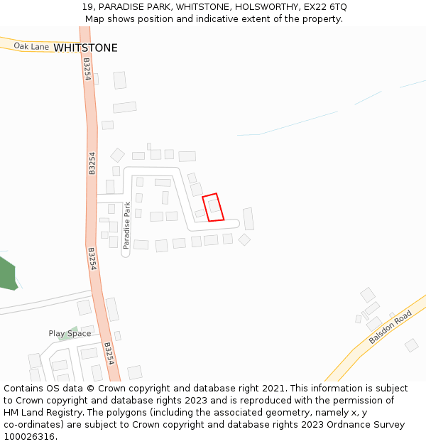 19, PARADISE PARK, WHITSTONE, HOLSWORTHY, EX22 6TQ: Location map and indicative extent of plot