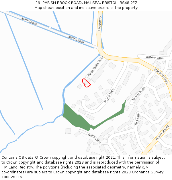 19, PARISH BROOK ROAD, NAILSEA, BRISTOL, BS48 2FZ: Location map and indicative extent of plot