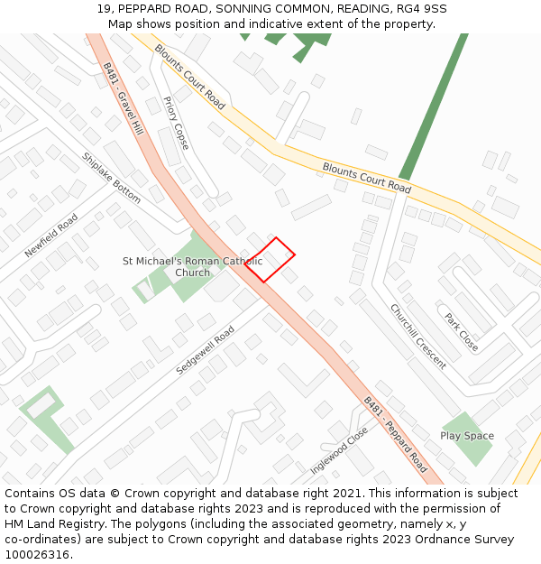 19, PEPPARD ROAD, SONNING COMMON, READING, RG4 9SS: Location map and indicative extent of plot