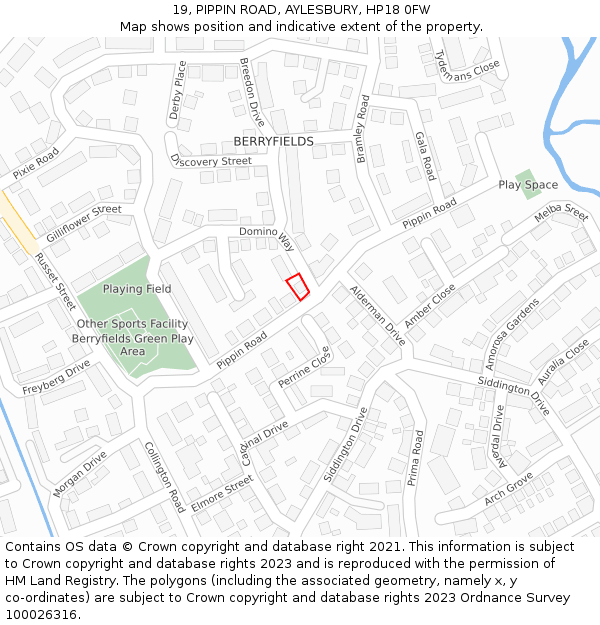 19, PIPPIN ROAD, AYLESBURY, HP18 0FW: Location map and indicative extent of plot