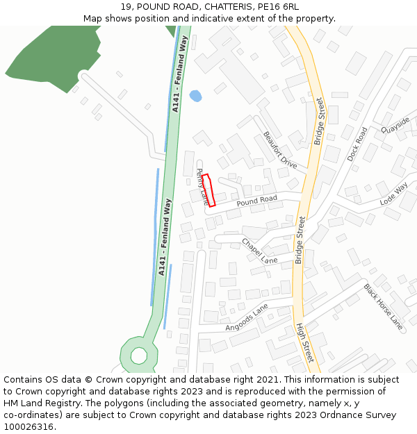 19, POUND ROAD, CHATTERIS, PE16 6RL: Location map and indicative extent of plot