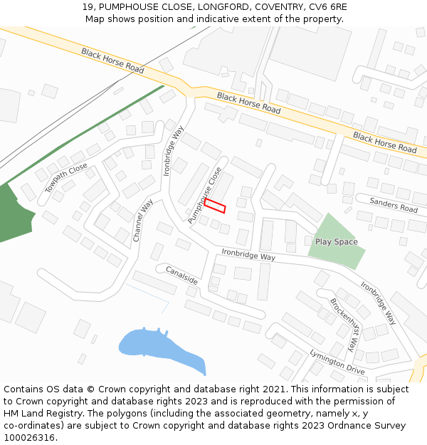 19, PUMPHOUSE CLOSE, LONGFORD, COVENTRY, CV6 6RE: Location map and indicative extent of plot