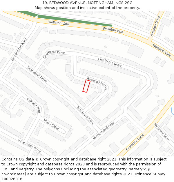 19, REDWOOD AVENUE, NOTTINGHAM, NG8 2SG: Location map and indicative extent of plot