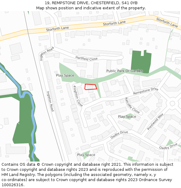 19, REMPSTONE DRIVE, CHESTERFIELD, S41 0YB: Location map and indicative extent of plot