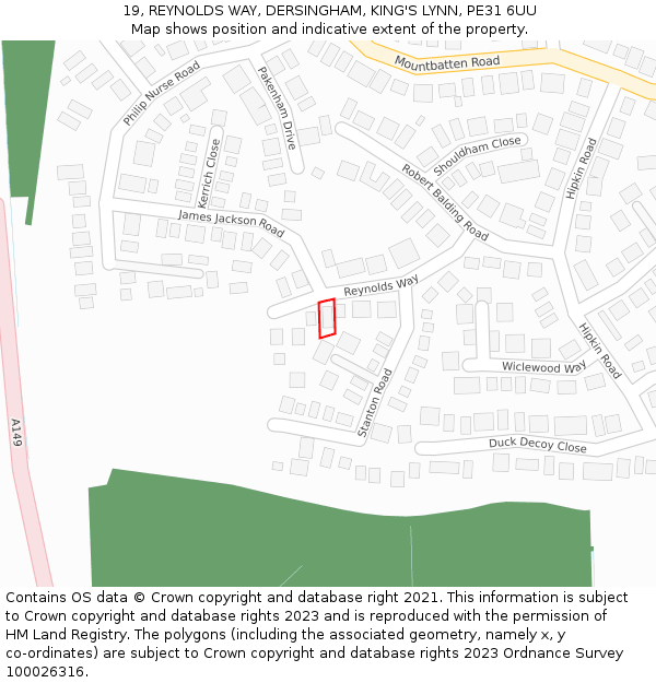 19, REYNOLDS WAY, DERSINGHAM, KING'S LYNN, PE31 6UU: Location map and indicative extent of plot