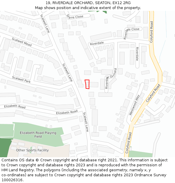 19, RIVERDALE ORCHARD, SEATON, EX12 2RG: Location map and indicative extent of plot