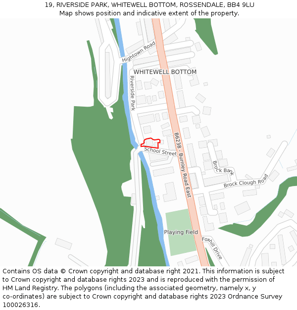 19, RIVERSIDE PARK, WHITEWELL BOTTOM, ROSSENDALE, BB4 9LU: Location map and indicative extent of plot