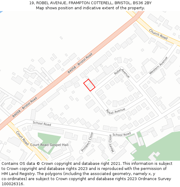 19, ROBEL AVENUE, FRAMPTON COTTERELL, BRISTOL, BS36 2BY: Location map and indicative extent of plot