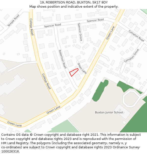 19, ROBERTSON ROAD, BUXTON, SK17 9DY: Location map and indicative extent of plot