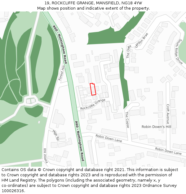19, ROCKCLIFFE GRANGE, MANSFIELD, NG18 4YW: Location map and indicative extent of plot