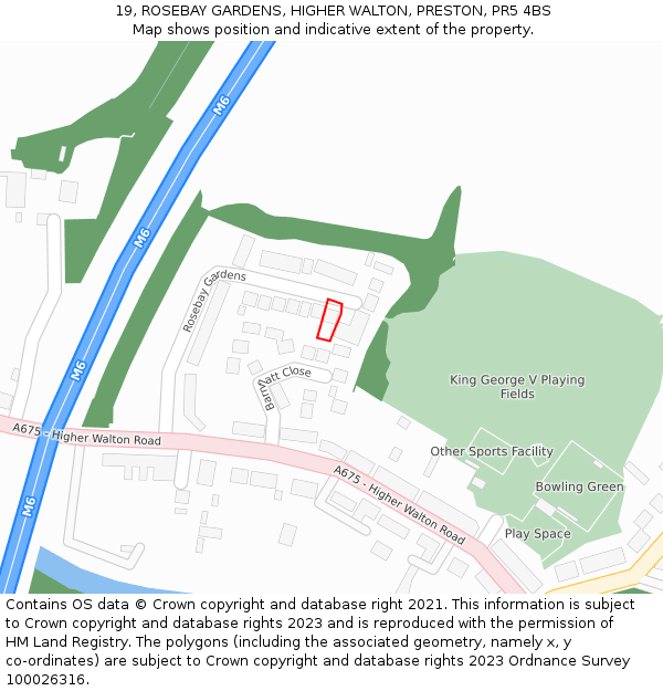 19, ROSEBAY GARDENS, HIGHER WALTON, PRESTON, PR5 4BS: Location map and indicative extent of plot