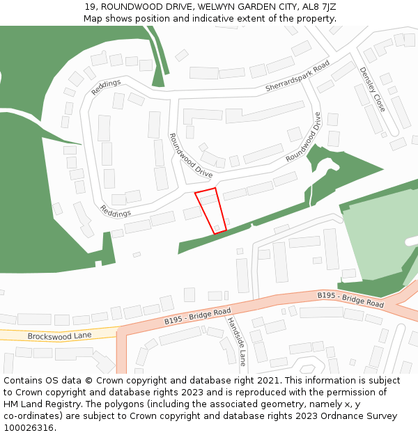 19, ROUNDWOOD DRIVE, WELWYN GARDEN CITY, AL8 7JZ: Location map and indicative extent of plot