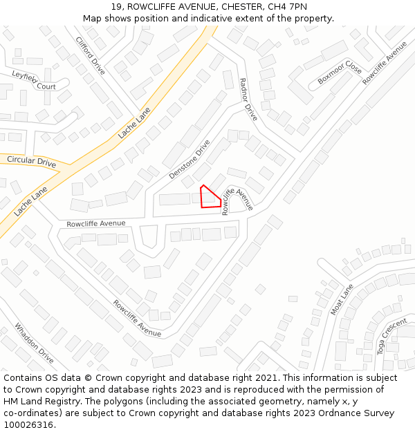 19, ROWCLIFFE AVENUE, CHESTER, CH4 7PN: Location map and indicative extent of plot