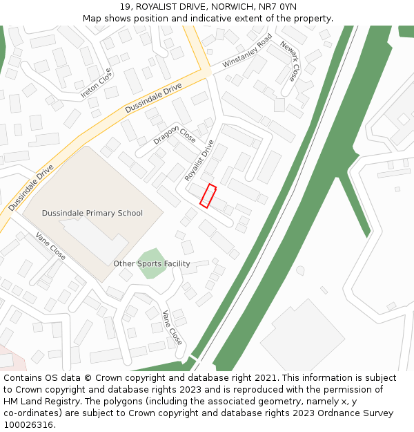 19, ROYALIST DRIVE, NORWICH, NR7 0YN: Location map and indicative extent of plot