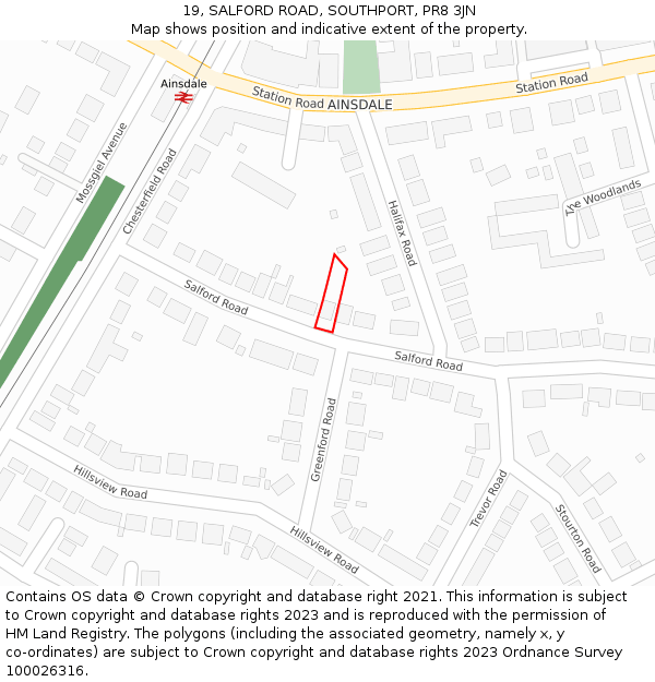 19, SALFORD ROAD, SOUTHPORT, PR8 3JN: Location map and indicative extent of plot