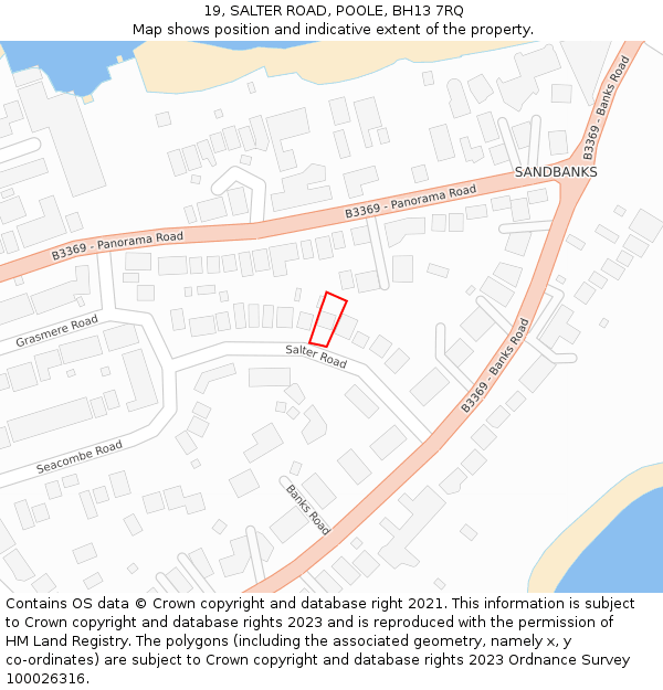 19, SALTER ROAD, POOLE, BH13 7RQ: Location map and indicative extent of plot