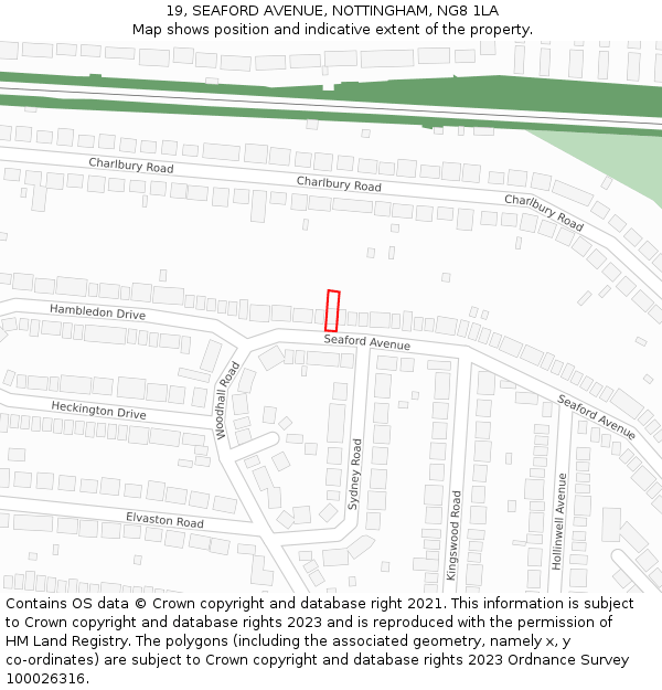 19, SEAFORD AVENUE, NOTTINGHAM, NG8 1LA: Location map and indicative extent of plot