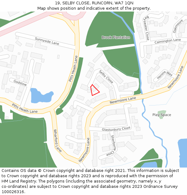19, SELBY CLOSE, RUNCORN, WA7 1QN: Location map and indicative extent of plot