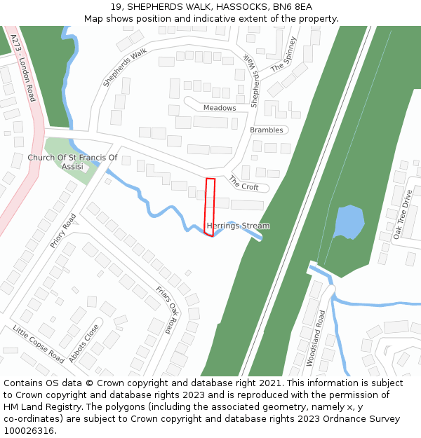19, SHEPHERDS WALK, HASSOCKS, BN6 8EA: Location map and indicative extent of plot