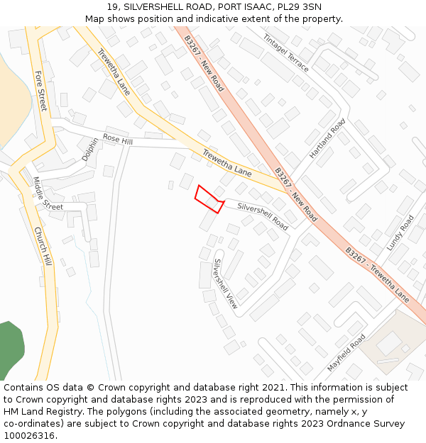 19, SILVERSHELL ROAD, PORT ISAAC, PL29 3SN: Location map and indicative extent of plot