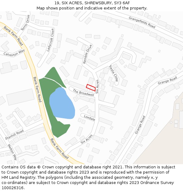 19, SIX ACRES, SHREWSBURY, SY3 6AF: Location map and indicative extent of plot