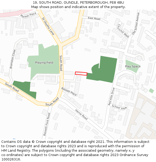 19, SOUTH ROAD, OUNDLE, PETERBOROUGH, PE8 4BU: Location map and indicative extent of plot