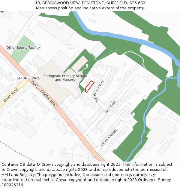 19, SPRINGWOOD VIEW, PENISTONE, SHEFFIELD, S36 6SX: Location map and indicative extent of plot