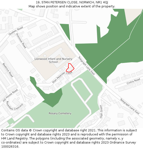 19, STAN PETERSEN CLOSE, NORWICH, NR1 4QJ: Location map and indicative extent of plot