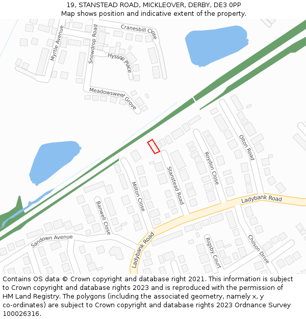 19, STANSTEAD ROAD, MICKLEOVER, DERBY, DE3 0PP: Location map and indicative extent of plot