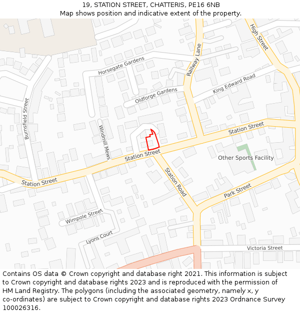 19, STATION STREET, CHATTERIS, PE16 6NB: Location map and indicative extent of plot