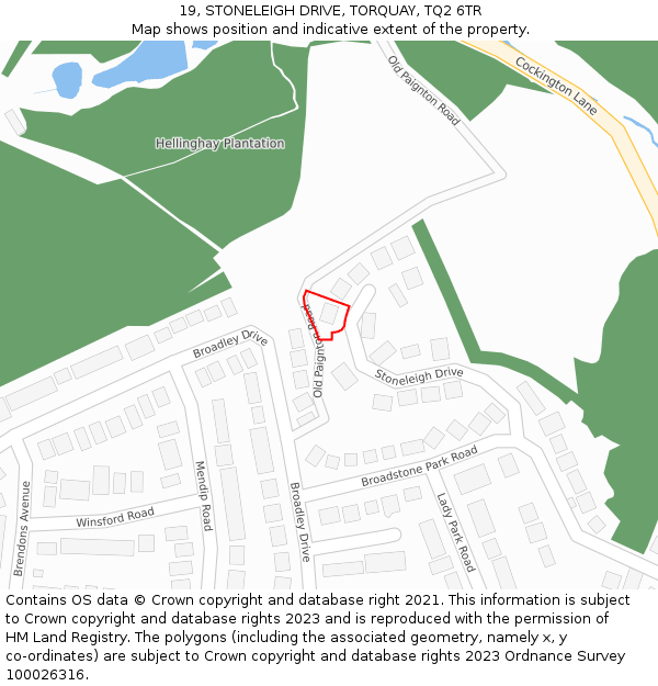 19, STONELEIGH DRIVE, TORQUAY, TQ2 6TR: Location map and indicative extent of plot