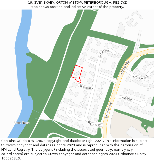 19, SVENSKABY, ORTON WISTOW, PETERBOROUGH, PE2 6YZ: Location map and indicative extent of plot