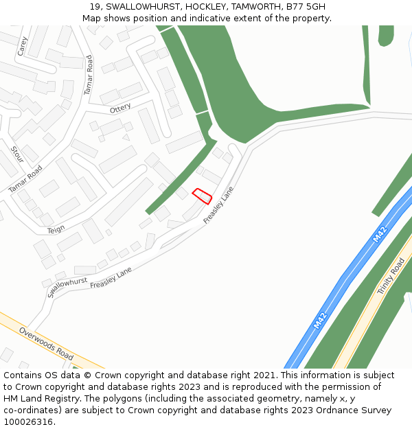 19, SWALLOWHURST, HOCKLEY, TAMWORTH, B77 5GH: Location map and indicative extent of plot