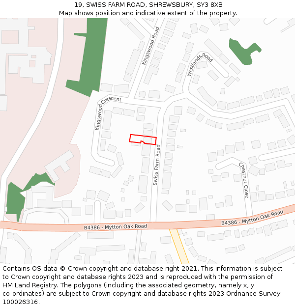 19, SWISS FARM ROAD, SHREWSBURY, SY3 8XB: Location map and indicative extent of plot