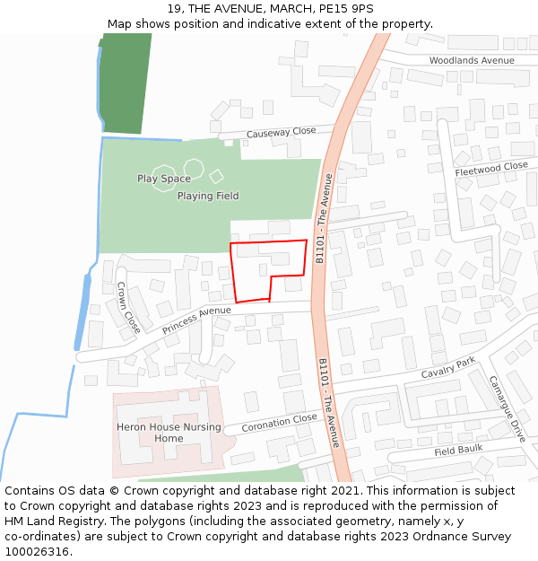 19, THE AVENUE, MARCH, PE15 9PS: Location map and indicative extent of plot